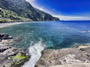 Image of water flowing into clear sea located at Seixal Madeira Island