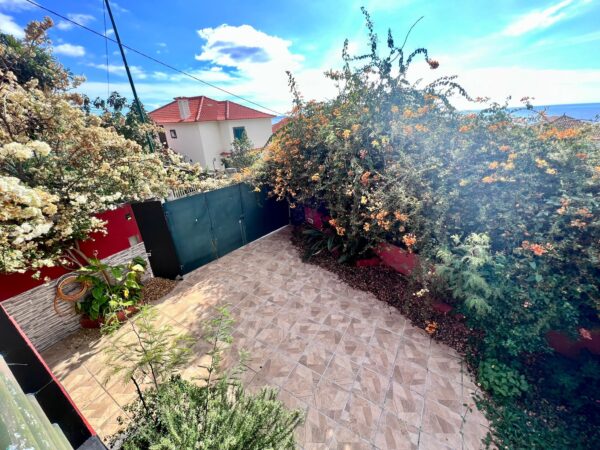 Funchal City Villa for sale, Madeira Island, top view image of verander and car parking area